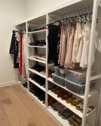 Walk In Closet Organizer with single rod and large shelves